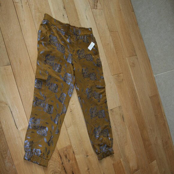 Anthropologie Cargo/Balloon Pant Blue Flower Motif Size M - Picture 1 of 12